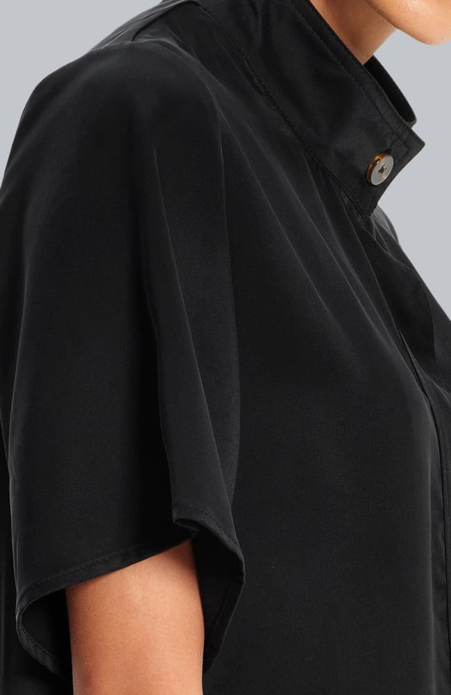 Women's Scrub Set: Silk Stand Collar Top & Pleated Wide Leg Pant, , large