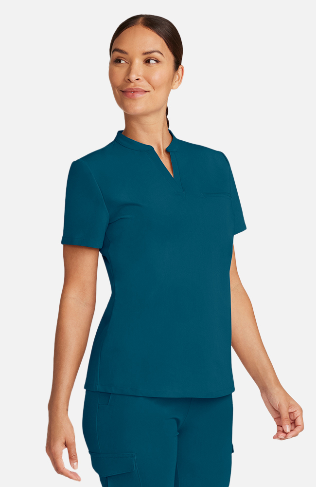 Women's Scrub Set: Taiga Welt Pocket Top & Straight Leg Ankle Pant, CAR Caribbean Blue | caribbean blue, large