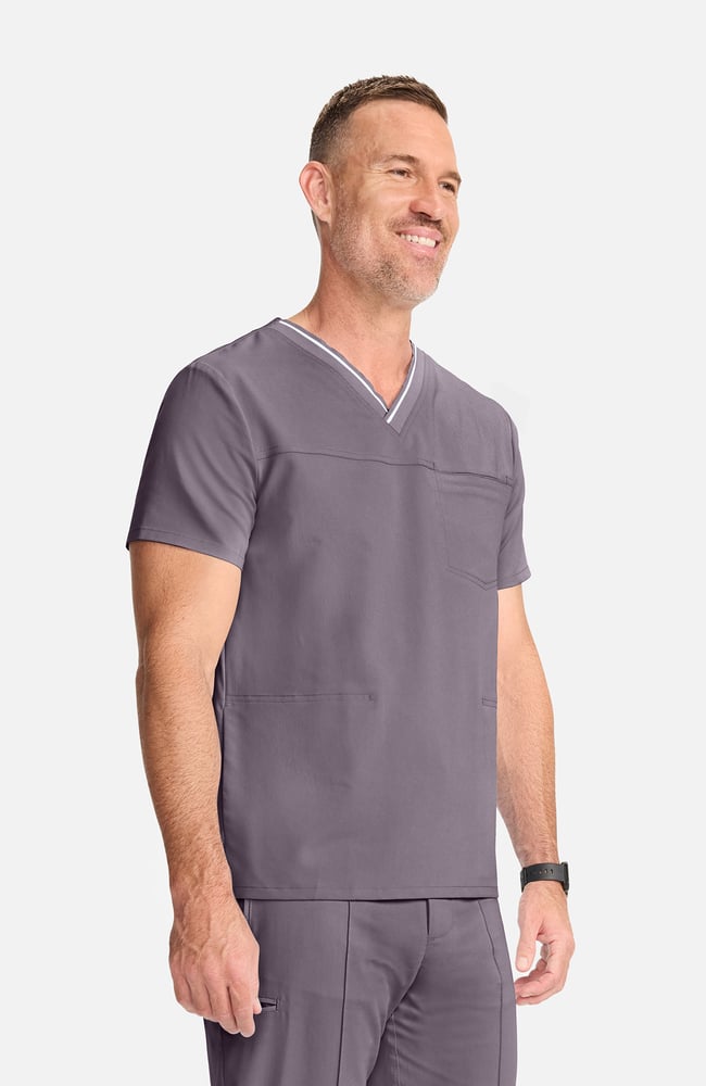Men's V-Neck Scrub Top, MIN Mink | grey, large