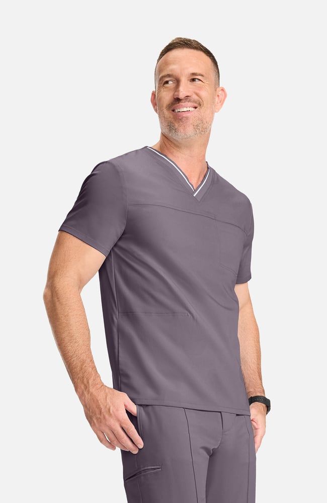 Men's V-Neck Scrub Top, MIN Mink | grey, large