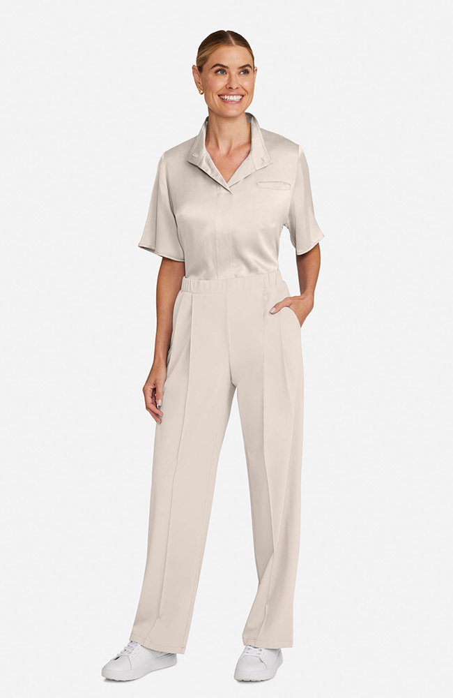 Women's Pleated Wide Leg Scrub Pant, , large