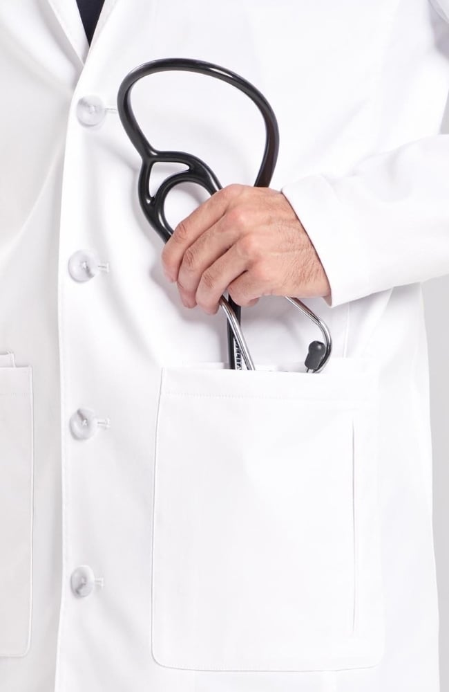 Men's Osler Slim Fit 36&frac12;" Lab Coat, WHT White | white, large