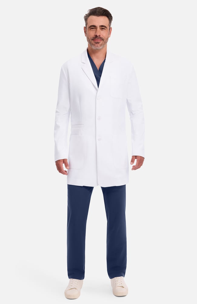 Men's Francis Patch Pocket 36" Lab Coat, WHT White | white, large
