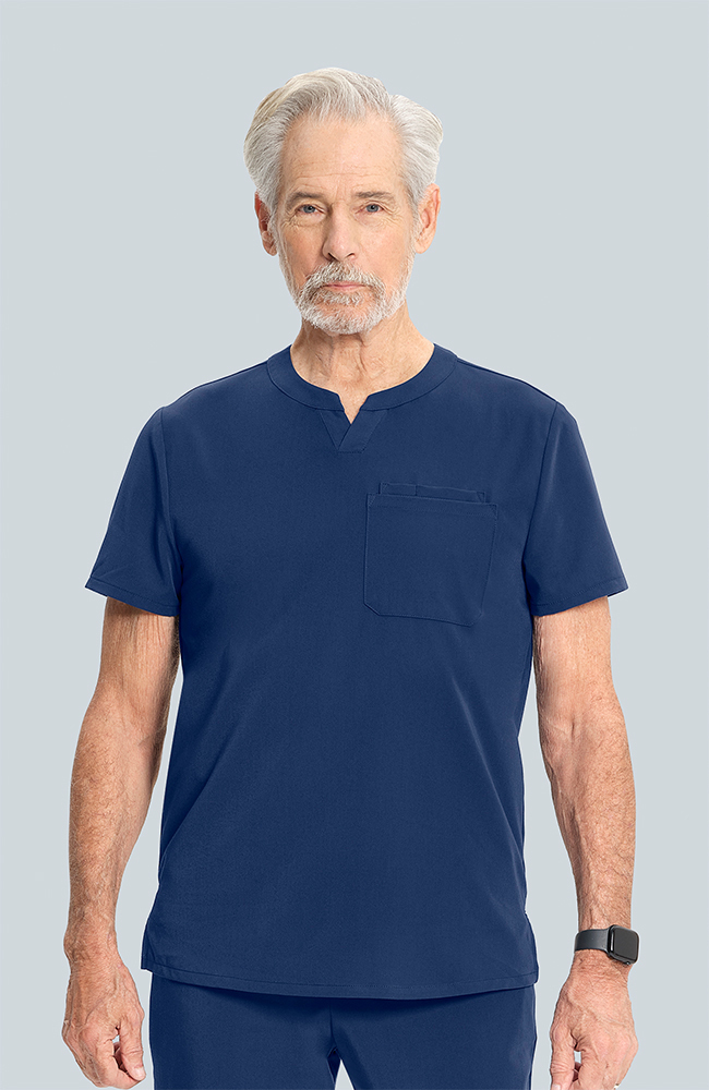 Men's Cirrus Split Crew Neck Scrub Top, NAV Navy, large