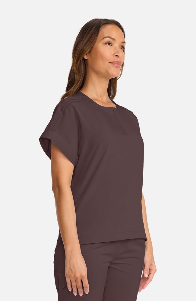 Women's Quarter-Zip Dolman Scrub Top, UMB Umbra | brown, large