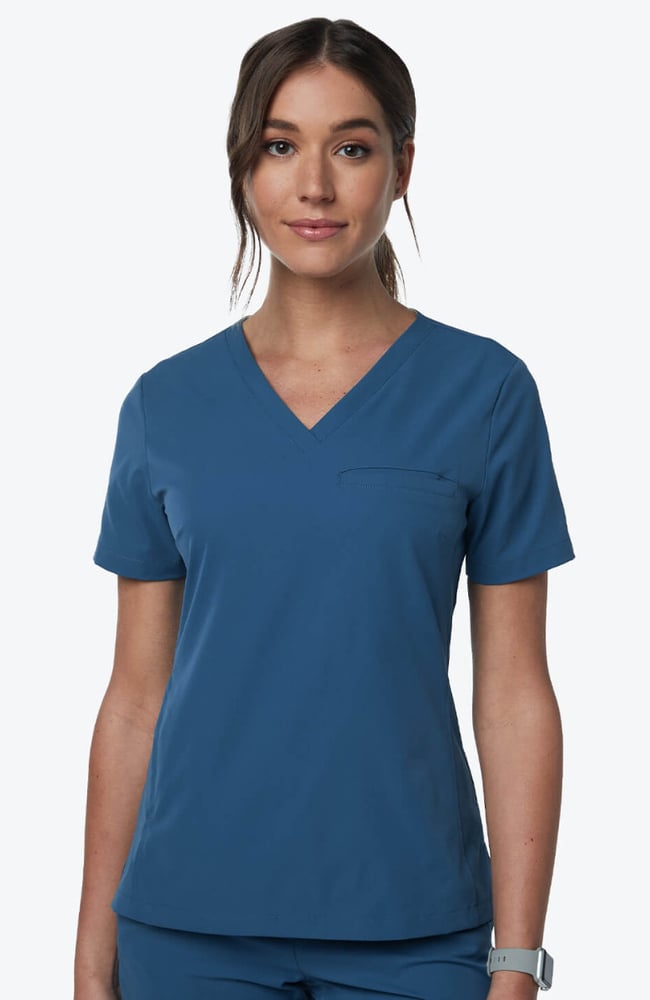 Women's Vista V-Neck Scrub Top, OCE Ocean | blue, large