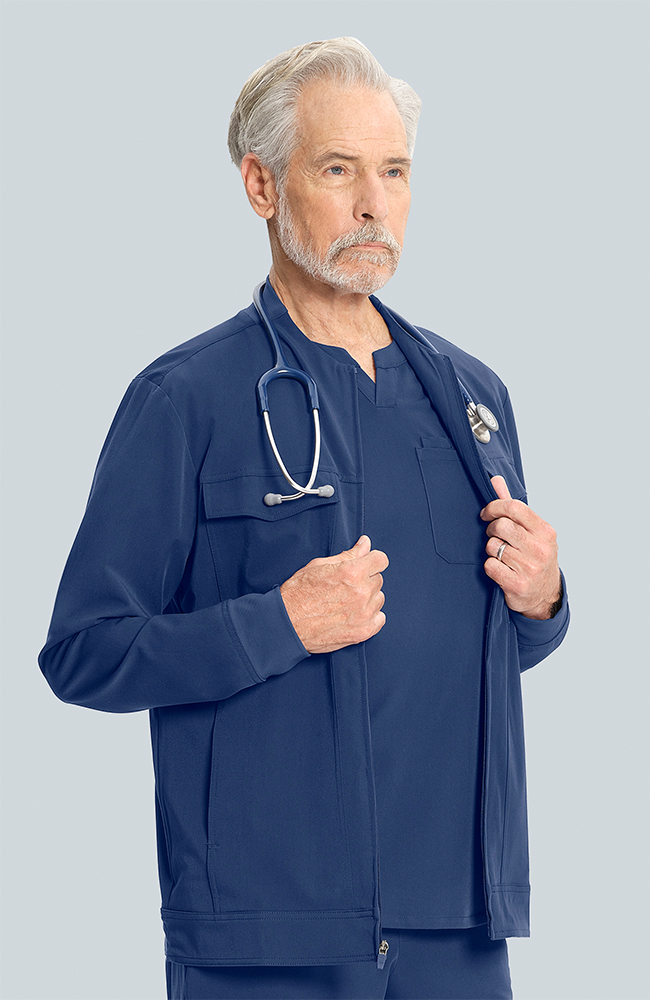 Men's Equinox 4-Pocket Scrub Jacket, NAV Navy, large