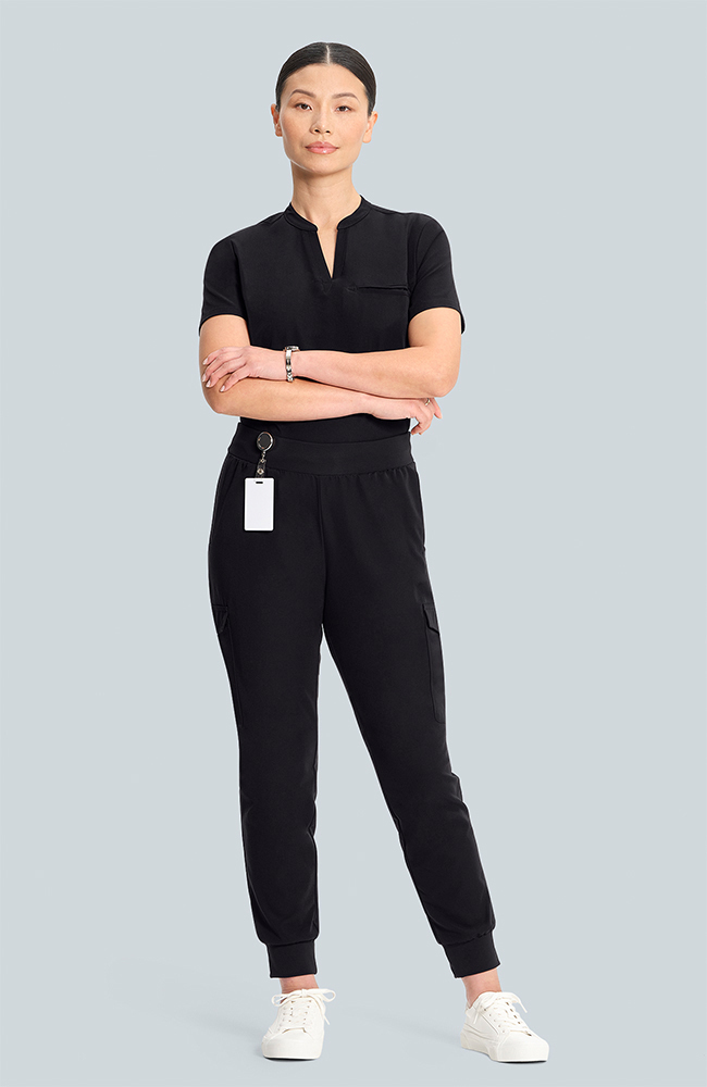 Women's Scrub Set: Taiga Welt Pocket Top & Bosque Jogger Pant, BLK Black, large