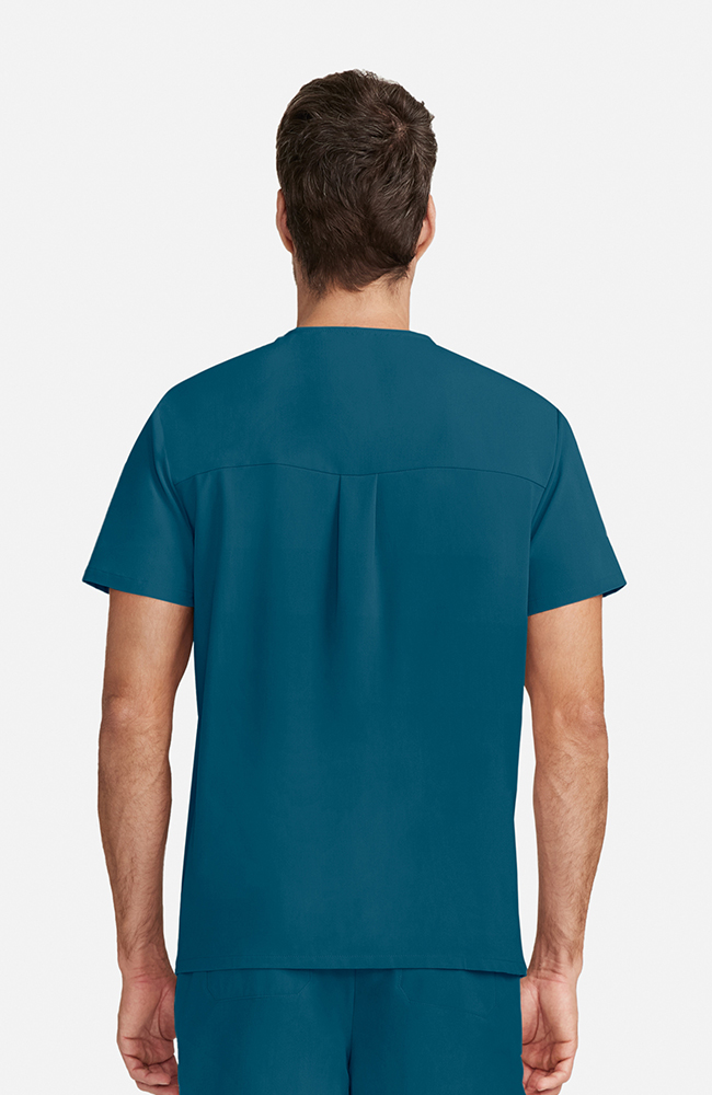 Men's Vapor 3-Pocket V-Neck Seamed Scrub Top, CAR Caribbean Blue | caribbean blue, large