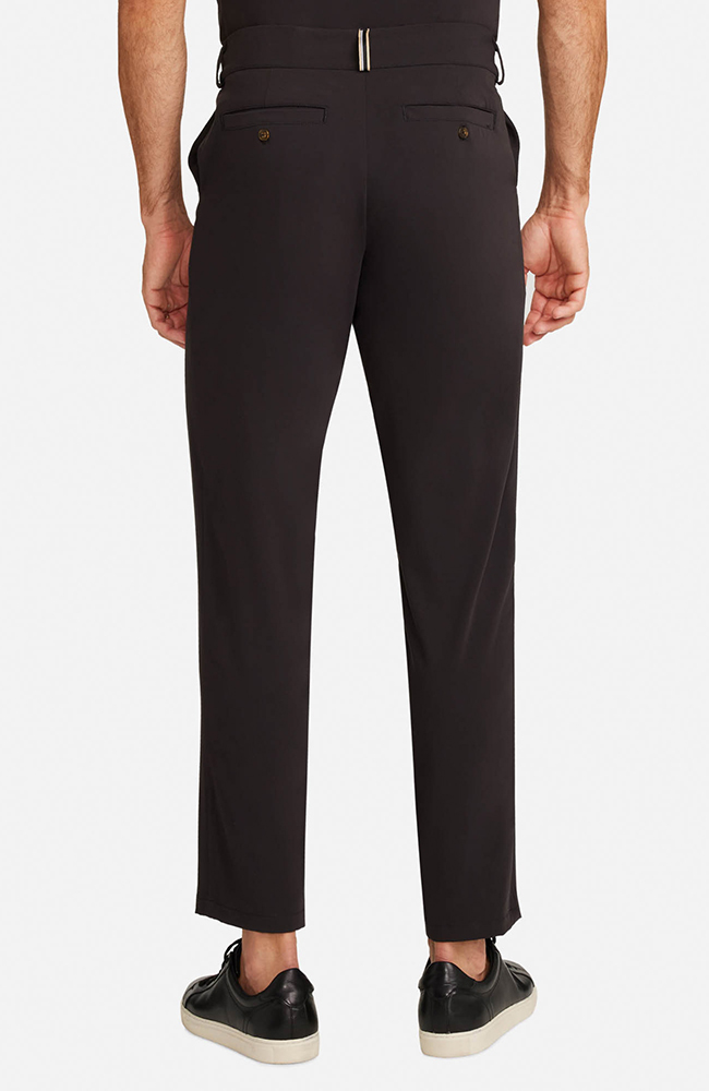 Men's Scrub Set: Rib Collar Henley Top & Cuffed Trouser Pant, BLK Black | black, large