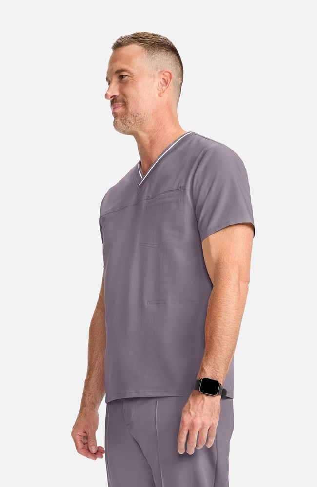 Men's V-Neck Scrub Top, MIN Mink | grey, large