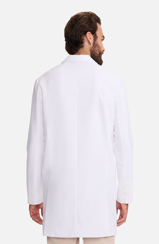 Men's Multi Pocket Mid Thigh Lab Coat 38½", WHT White | white, large