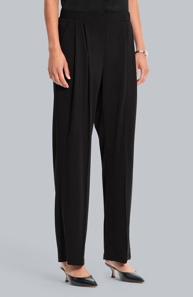 Women's Scrub Set: Silk Stand Collar Top & Pleated Wide Leg Pant, , large