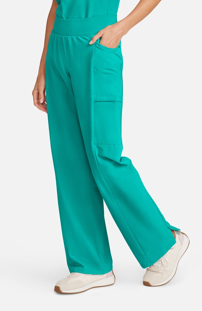 Women's Anemone 5-Pocket Straight Leg Scrub Pant, SGR Surgical Green | green, large