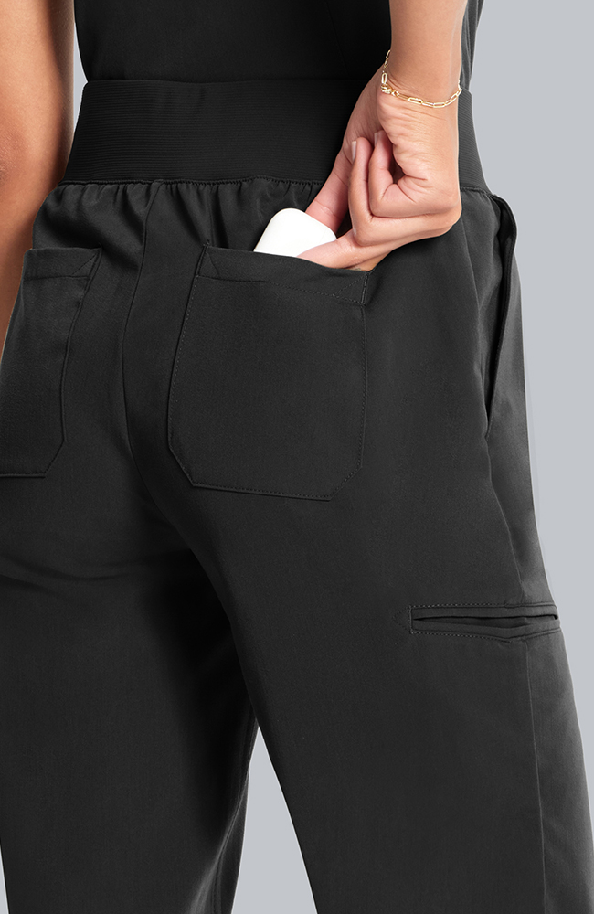 Women's Straight Leg Ankle Scrub Pant, BLK Black, large