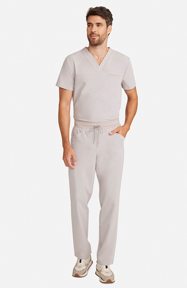 Men's Scrub Set: Vapor 3-Pocket Top &  Zephyr Straight Leg Pant, WMS Warm Stone | grey, large
