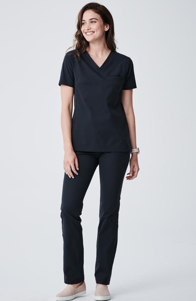 Women's Vista V-Neck Scrub Top, BLK Black, large