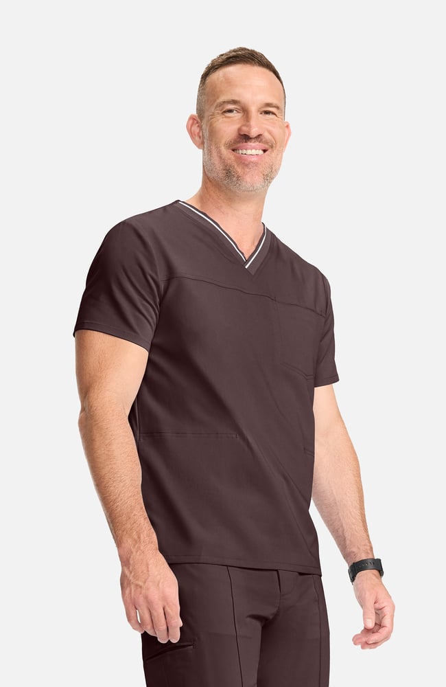 Men's V-Neck Scrub Top, UMB Umbra | brown, large