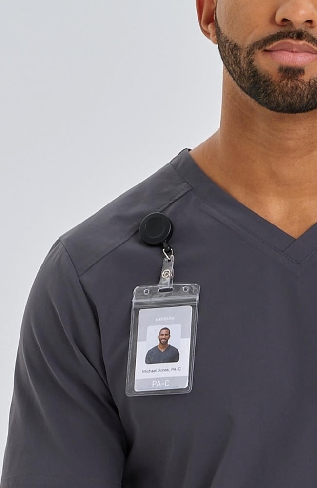 Men's Realm V-Neck Scrub Top, PWT Pewter, large