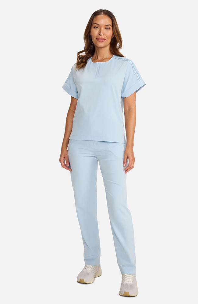 Women's Quarter-Zip Dolman Scrub Top, ICB Ice Blue | blue, large