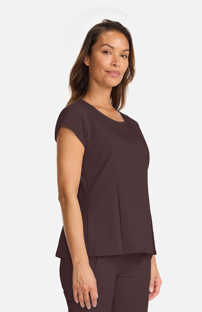 Women's Crew Neck Pleated Peplum Scrub Top, UMB Umbra, large