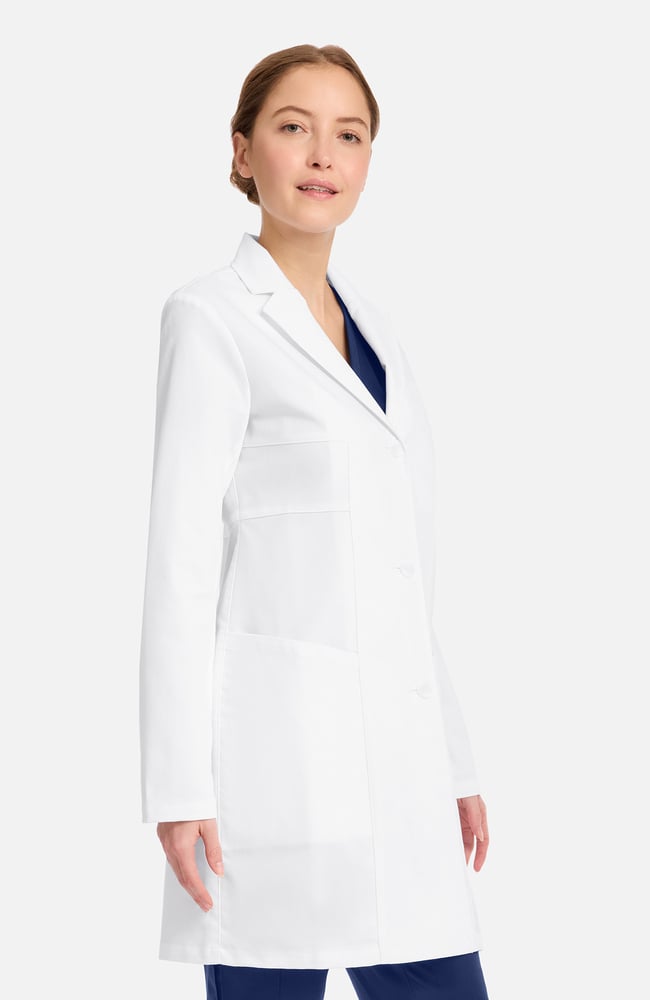 Women's Vega Athletic Fit 34½" Lab Coat, WHT White | white, large