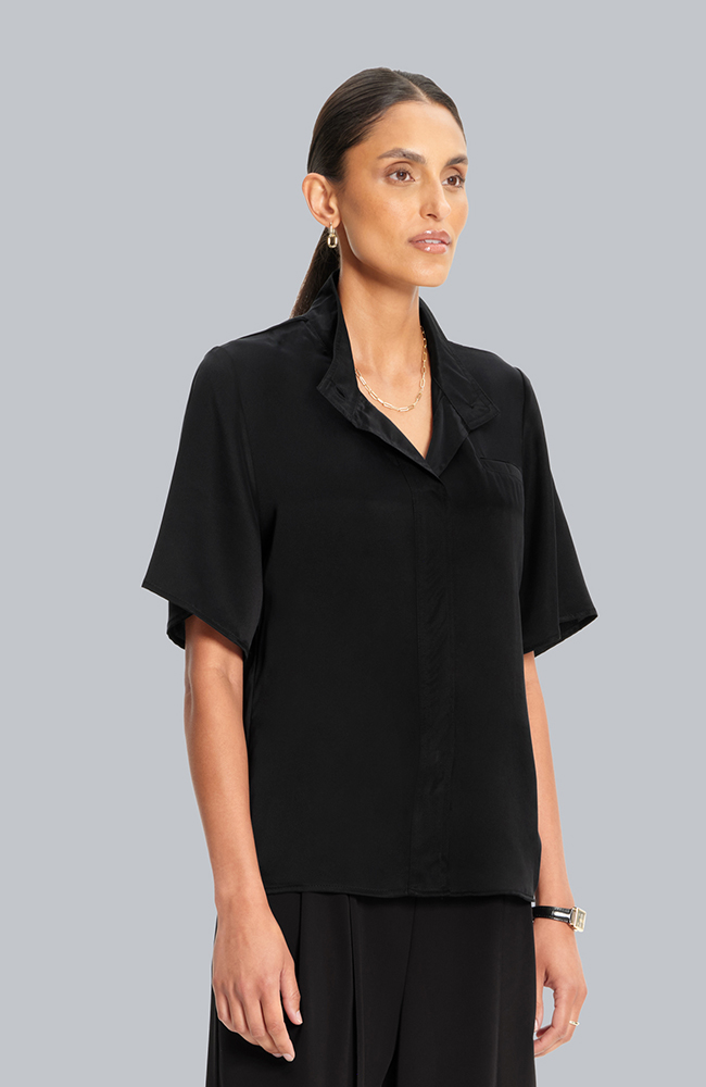 Women&rsquo;s Silk Stand Collar Scrub Top, , large