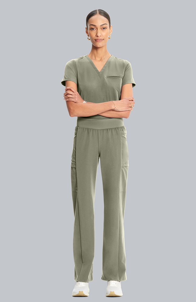 Women's Scrub Set: Flora 3-Pocket Top & Anemone Straight Leg Pant, OLV Olive | olive, large