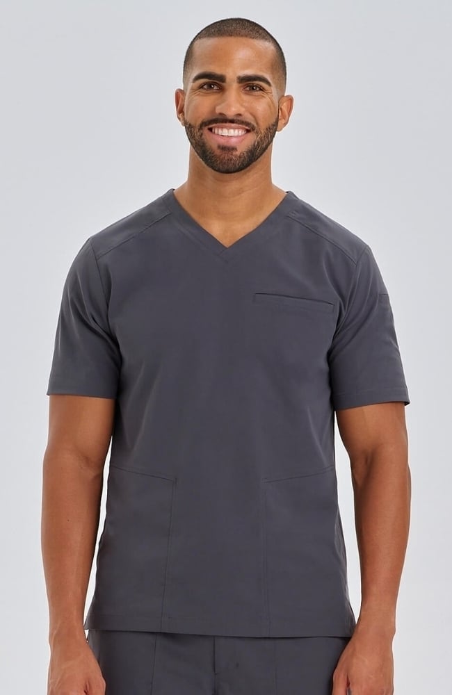 Men's Realm V-Neck Scrub Top, PWT Pewter, large
