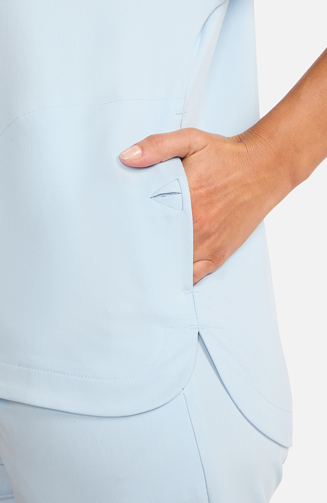 Women's Quarter-Zip Dolman Scrub Top, ICB Ice Blue | blue, large