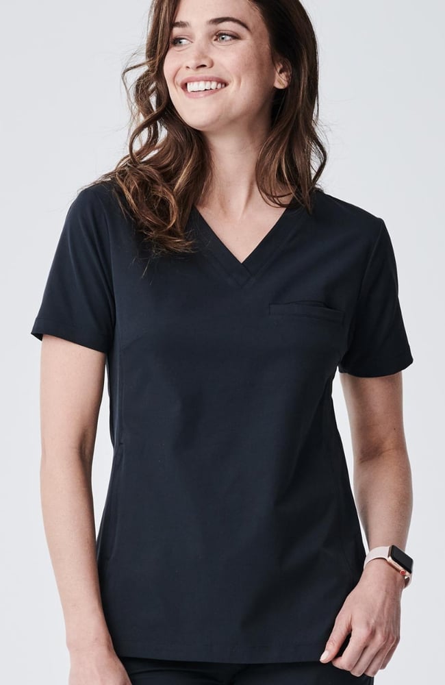 Women's Vista V-Neck Scrub Top, BLK Black, large