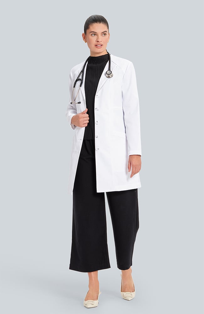 Women's Vera G. Slim Fit 34&frac34;" Lab Coat, WHT White | white, large
