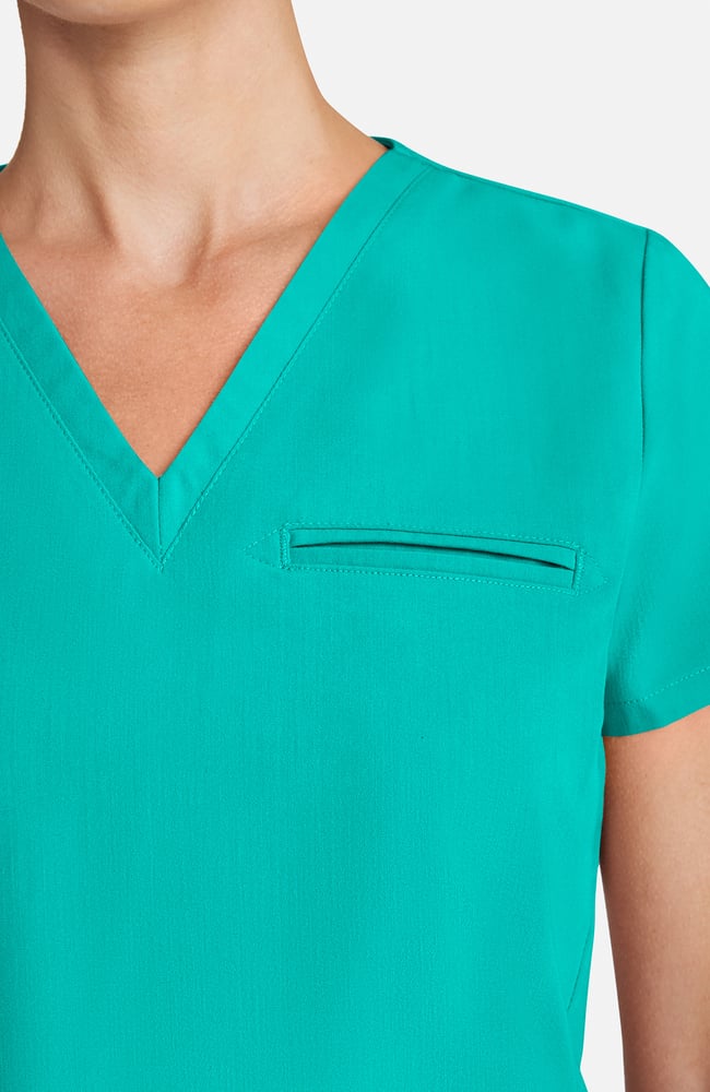 Women's Flora 3-Pocket V-Neck Scrub Top, SGR Surgical Green | green, large