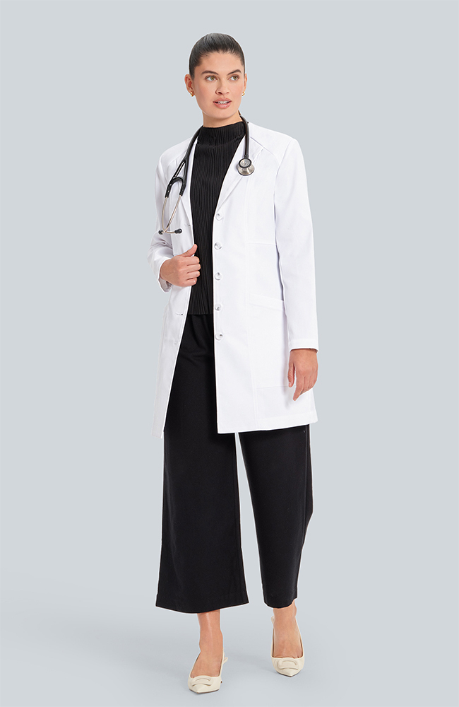 Women's Vera G. Slim Fit 34¾" Lab Coat, WHT White, large