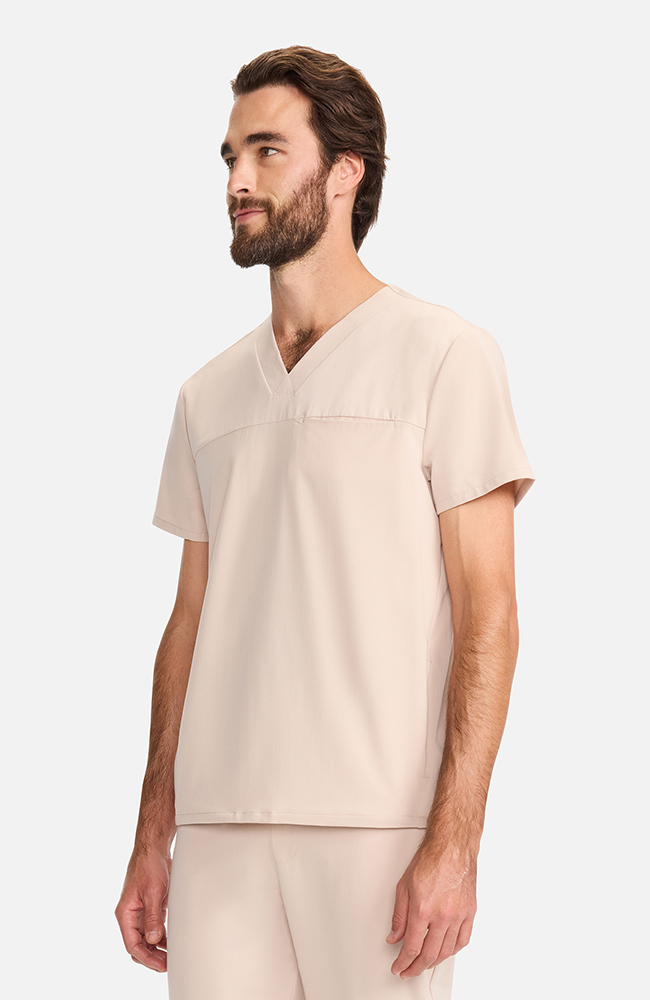 Men's Vapor 3-Pocket V-Neck Seamed Scrub Top, TAT Toasted Tan | brown, large