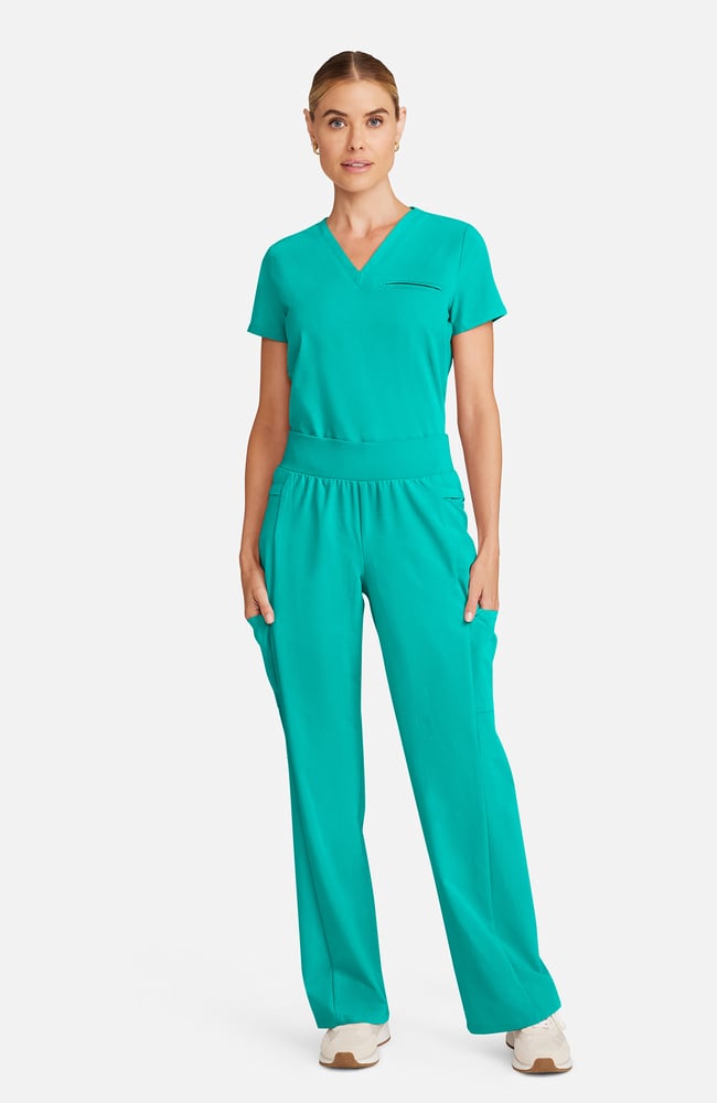 Women's Anemone 5-Pocket Straight Leg Scrub Pant, SGR Surgical Green | green, large