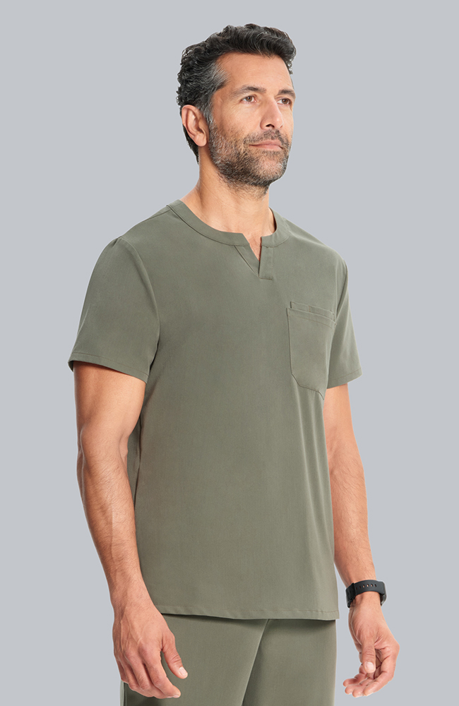Men's Cirrus Split Crew Neck Scrub Top, OLV Olive | olive, large