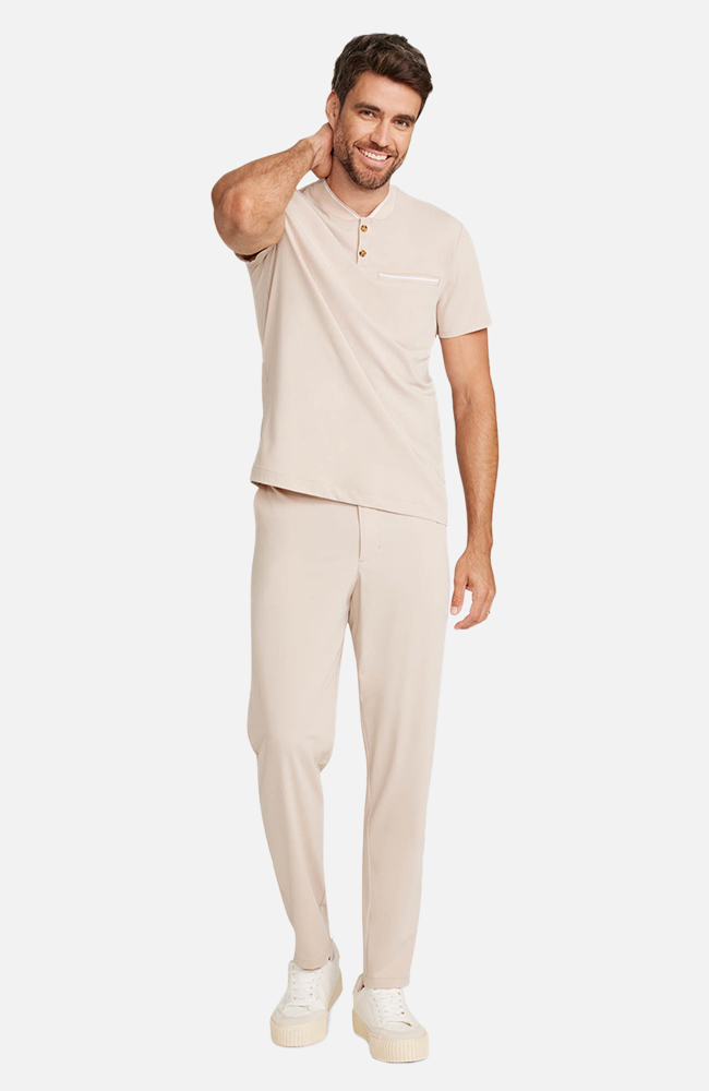 Men's Scrub Set: Rib Collar Henley Top & Cuffed Trouser Pant, , large