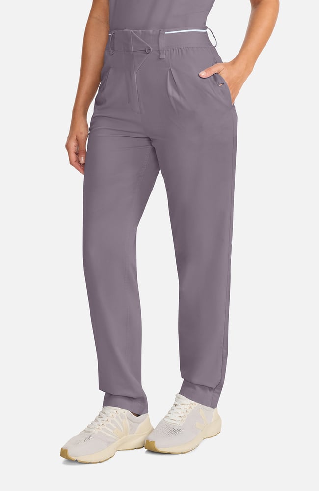 Women's Pleated Barrel Leg Scrub Pant, MIN Mink | grey, large