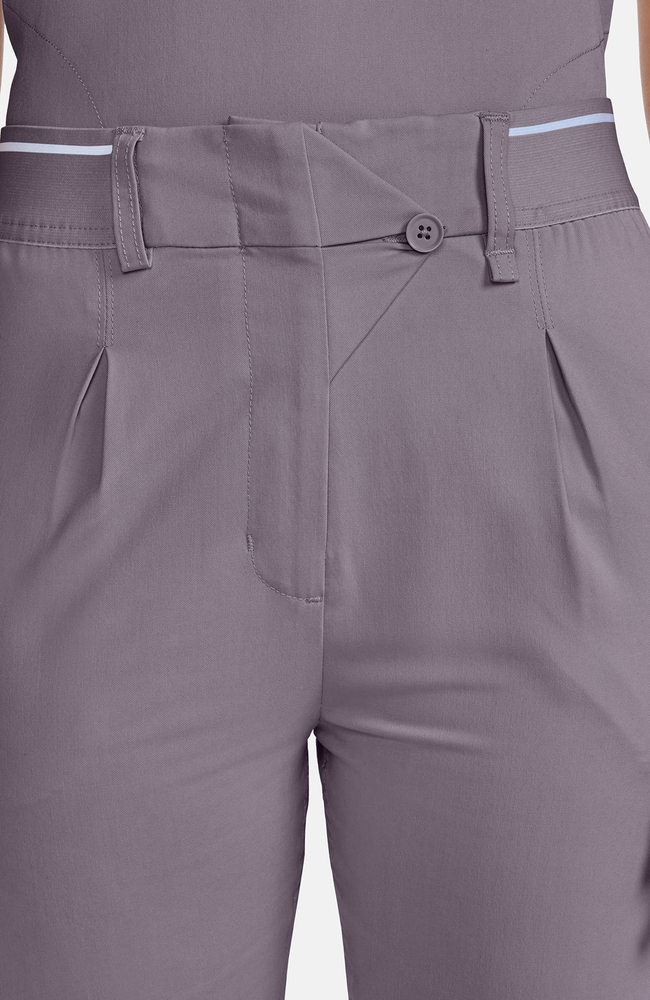 Women's Pleated Barrel Leg Scrub Pant, MIN Mink | grey, large