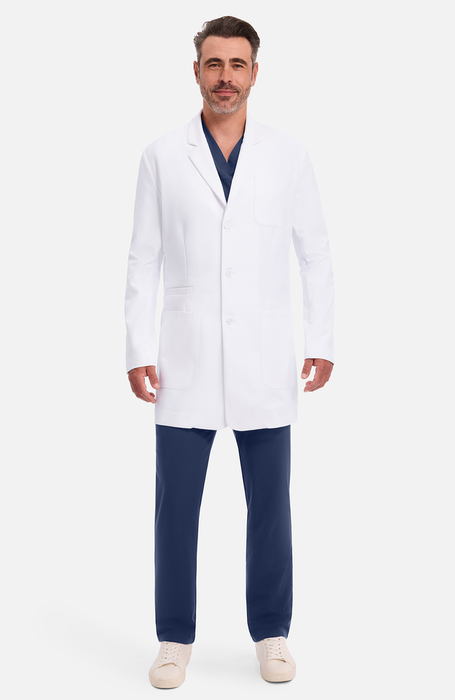 Men's Francis Patch Pocket 36" Lab Coat, WHT White | white, large