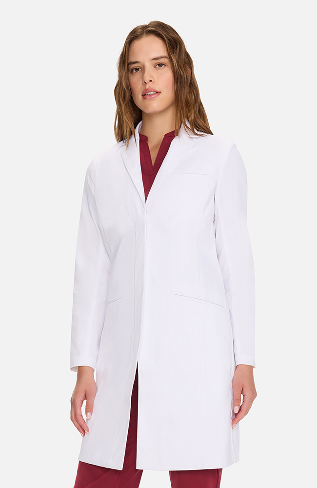 Women's Zip Front Over The Knee Lab Coat 36", WHT White | white, large