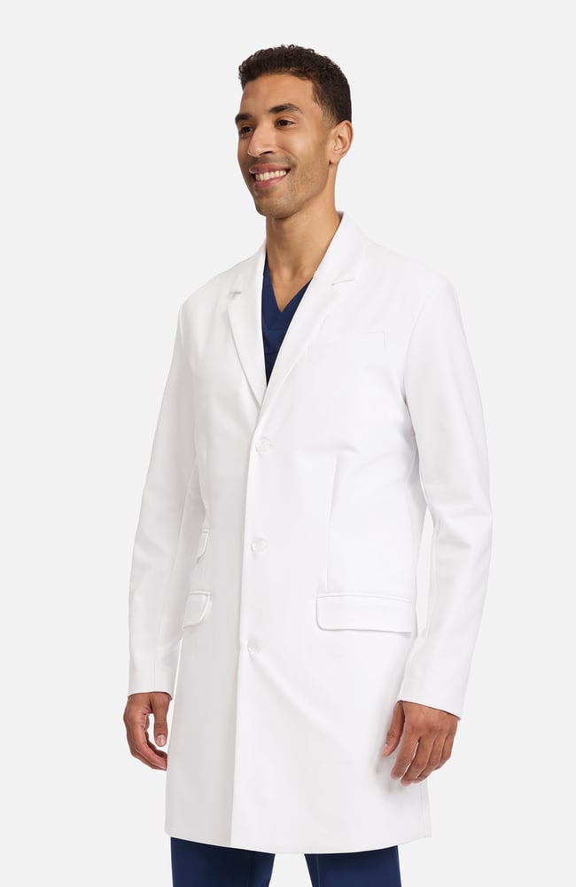 Men's Anthony Flap Pocket 38" Lab Coat, WHT White | white, large