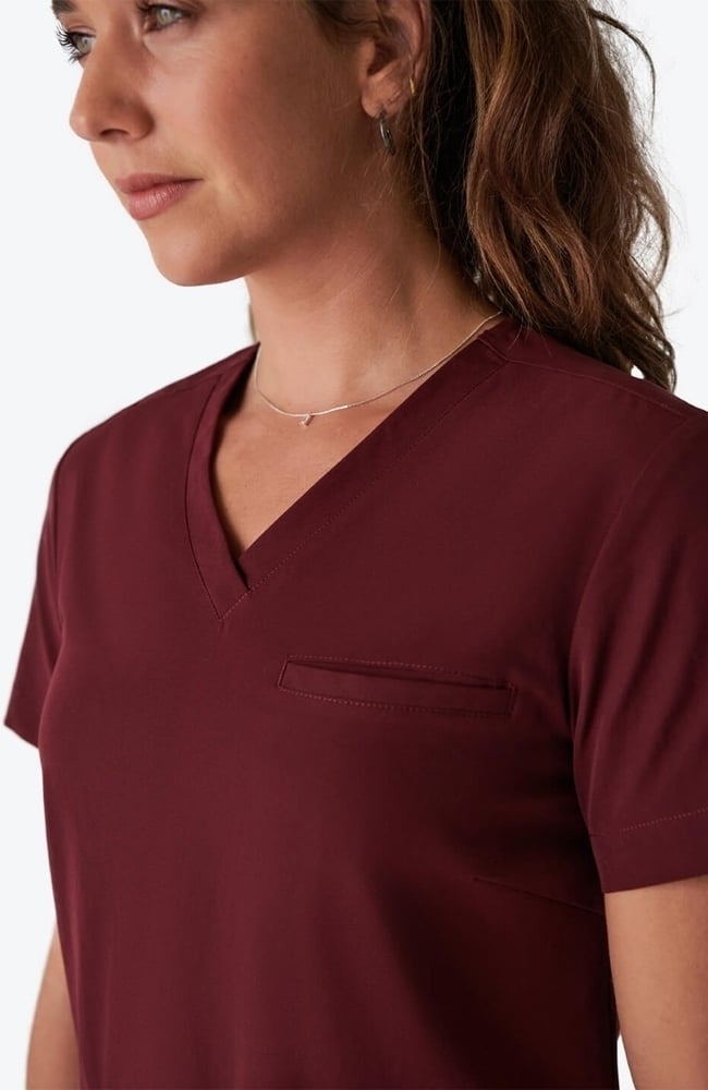 Women's Calyx V-Neck Scrub Top, SNG Sangria | wine, large