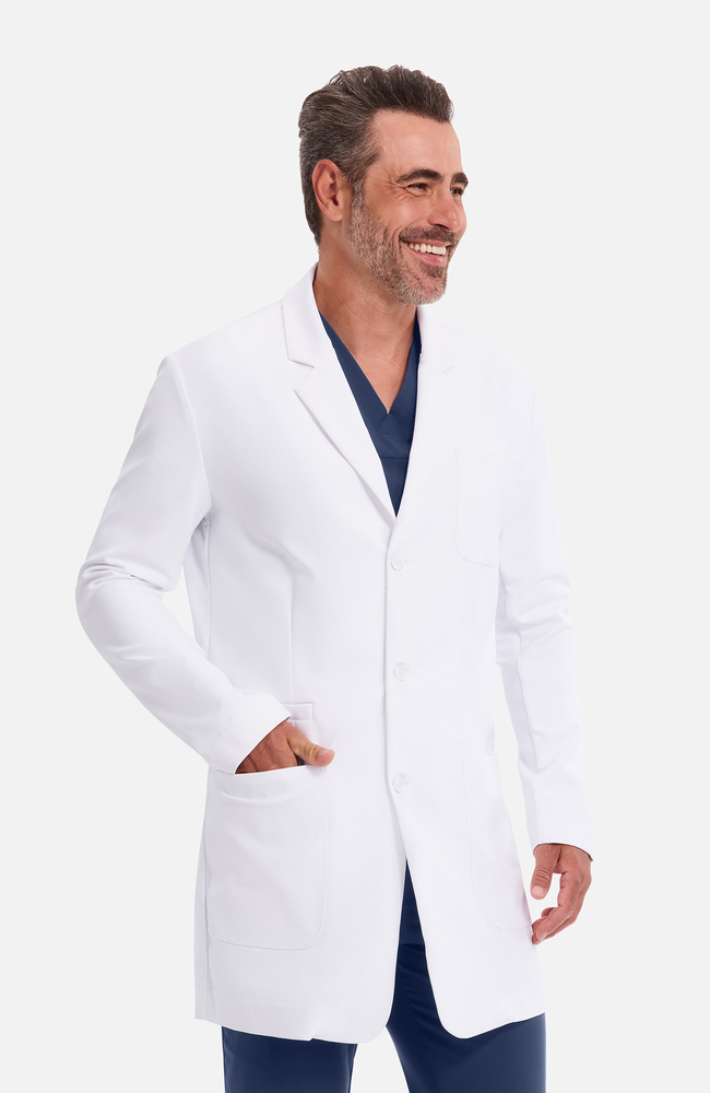 Men's Francis Patch Pocket 36" Lab Coat, WHT White | white, large