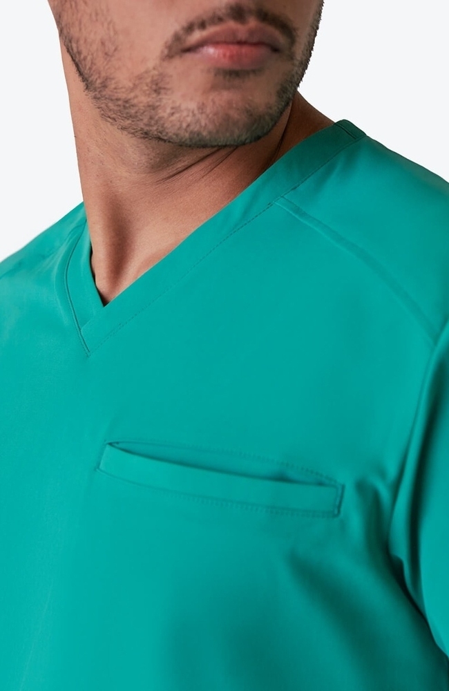 Men's Realm V-Neck Scrub Top, SRG Surgical Green | green, large