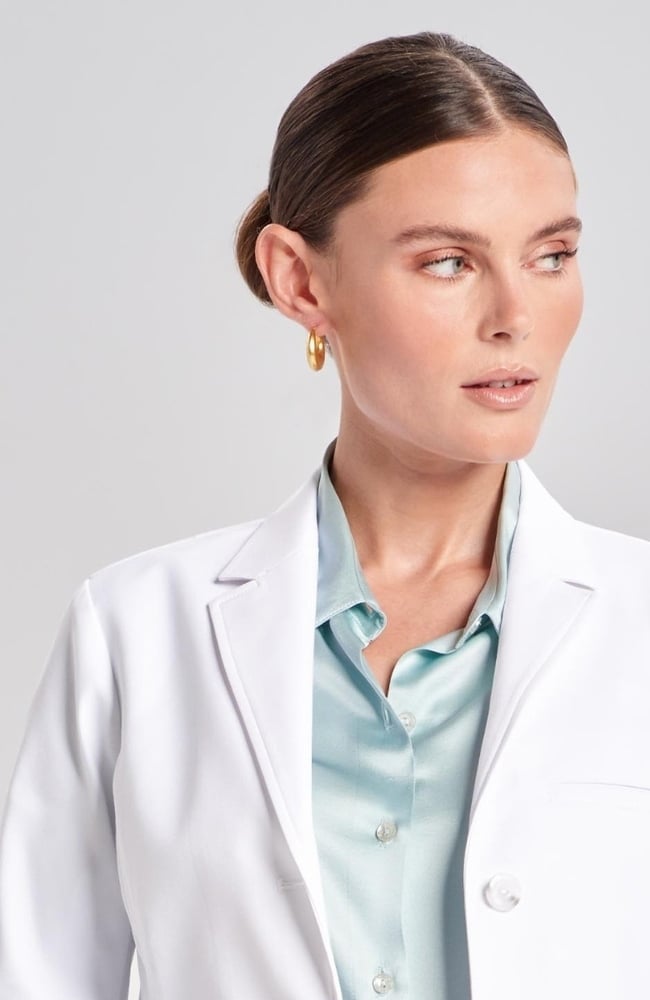 Women's Rebecca Slim Fit 33&frac14;" Lab Coat, WHT White | white, large