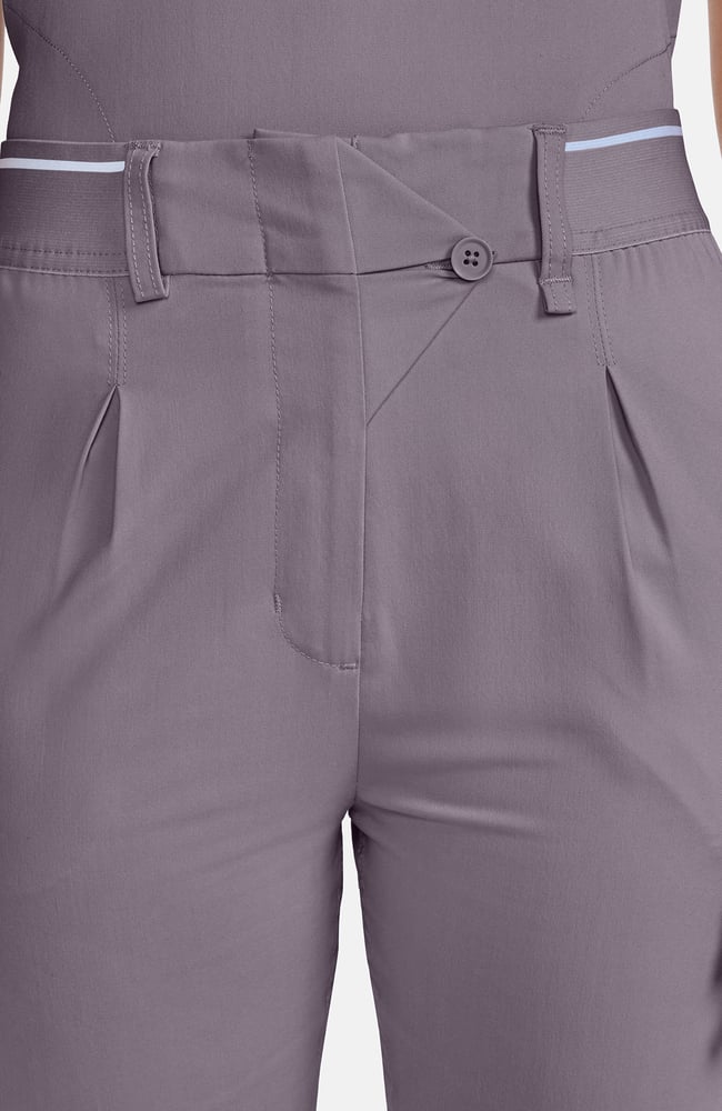 Women's Pleated Barrel Leg Scrub Pant, MIN Mink | grey, large
