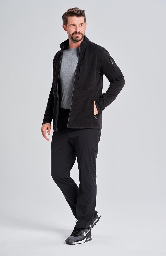 Men's Strata Performance Fleece Scrub Jacket, BLK Black, large