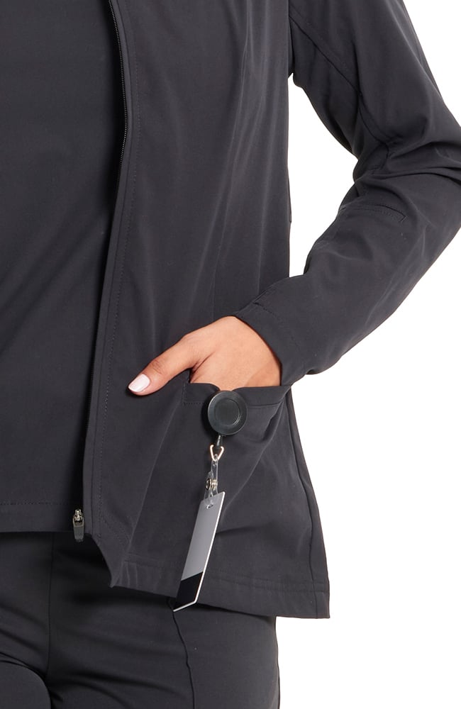 Women's Kinetic Scrub Jacket, BLK Black, large